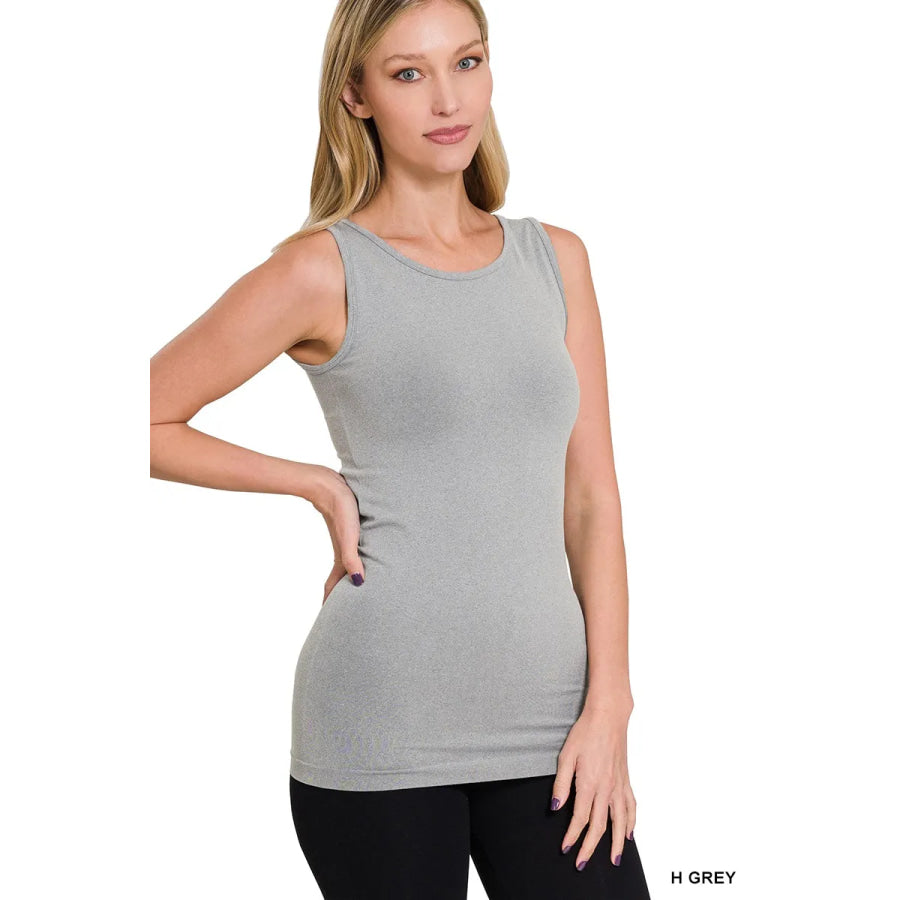 Zenana Scoop Neck Seamless Tank Top H GREY / S/M Apparel and Accessories