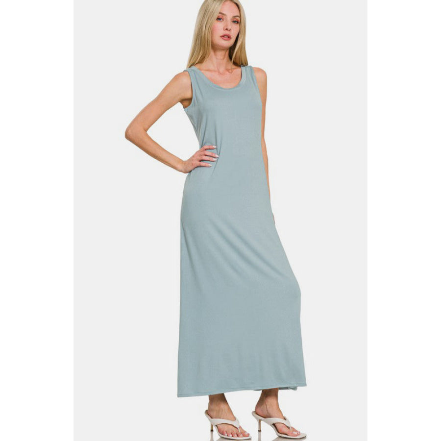 Zenana Scoop Neck Wide Strap Tank Dress Apparel and Accessories