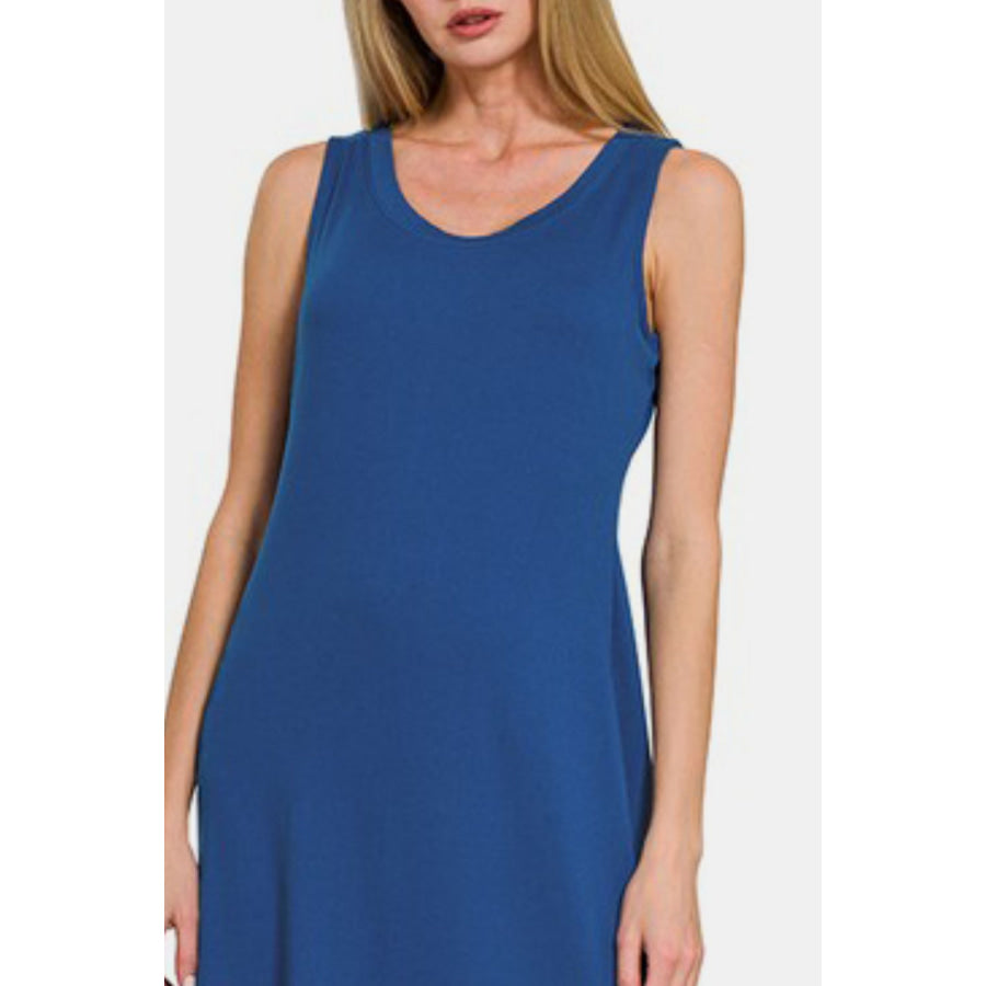 Zenana Scoop Neck Wide Strap Tank Dress Apparel and Accessories