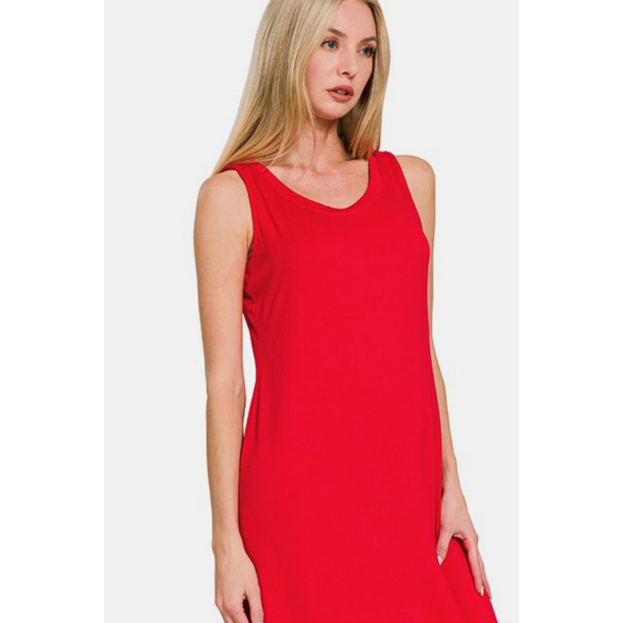 Zenana Scoop Neck Wide Strap Tank Dress Apparel and Accessories