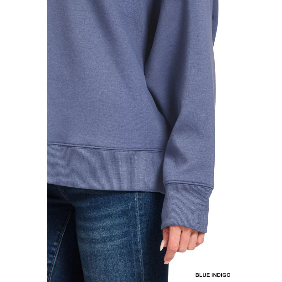 Zenana Scuba Collared Pullover & Center Seam Pants Set Apparel and Accessories