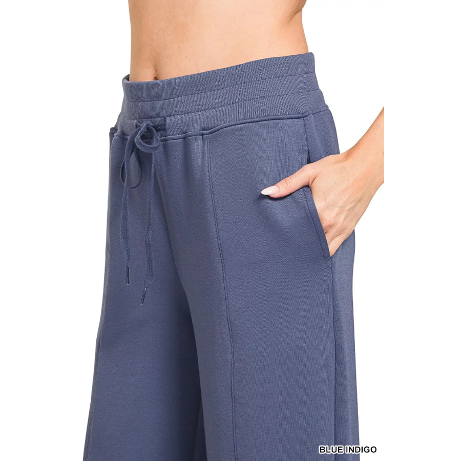 Zenana Scuba Collared Pullover & Center Seam Pants Set Apparel and Accessories