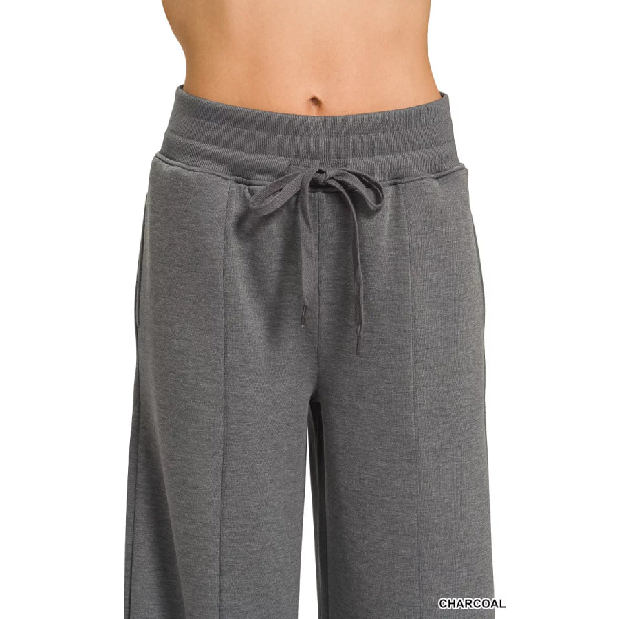 Zenana Scuba Collared Short Sleeve Pullover & Center Seam Pants Set Apparel and Accessories
