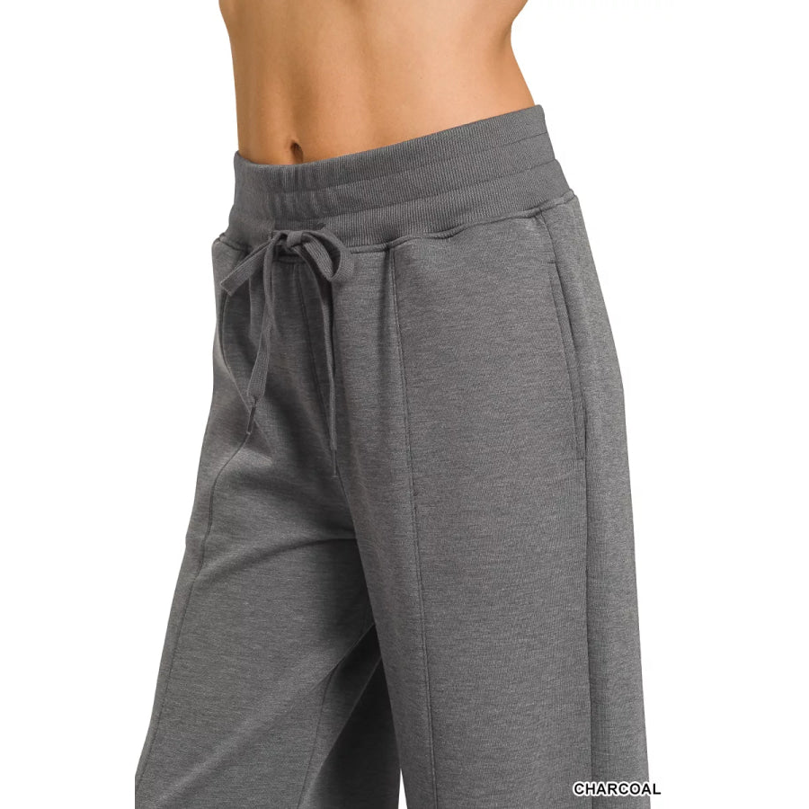 Zenana Scuba Collared Short Sleeve Pullover & Center Seam Pants Set Apparel and Accessories