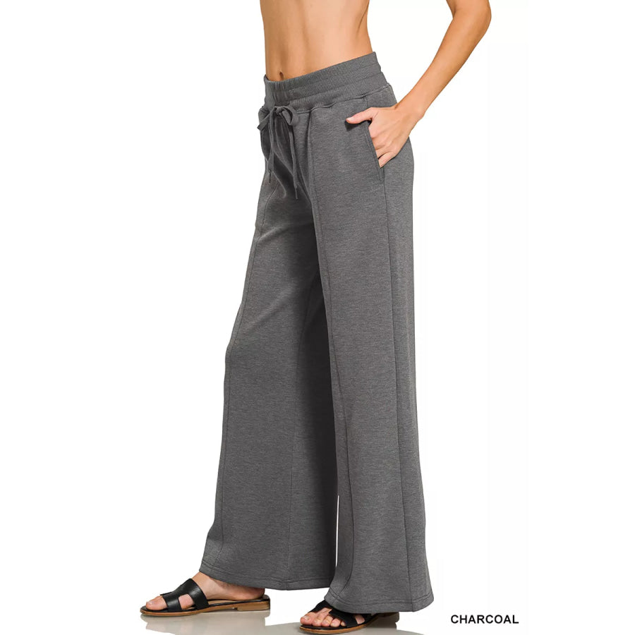 Zenana Scuba Collared Short Sleeve Pullover & Center Seam Pants Set Apparel and Accessories