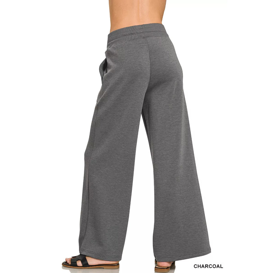 Zenana Scuba Collared Short Sleeve Pullover & Center Seam Pants Set Apparel and Accessories