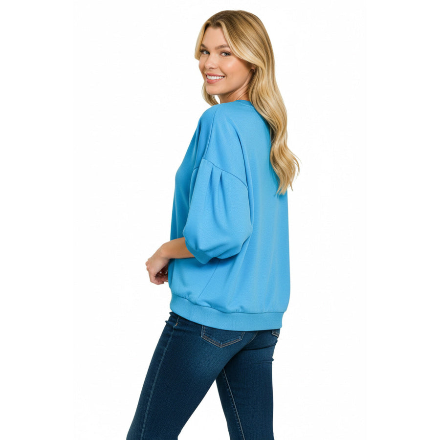 Zenana Scuba Dolman Sleeve Sweatshirt Apparel and Accessories