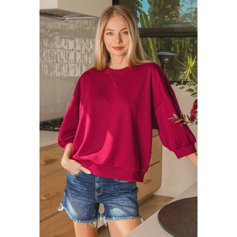 Zenana Scuba Dolman Sleeve Sweatshirt Apparel and Accessories