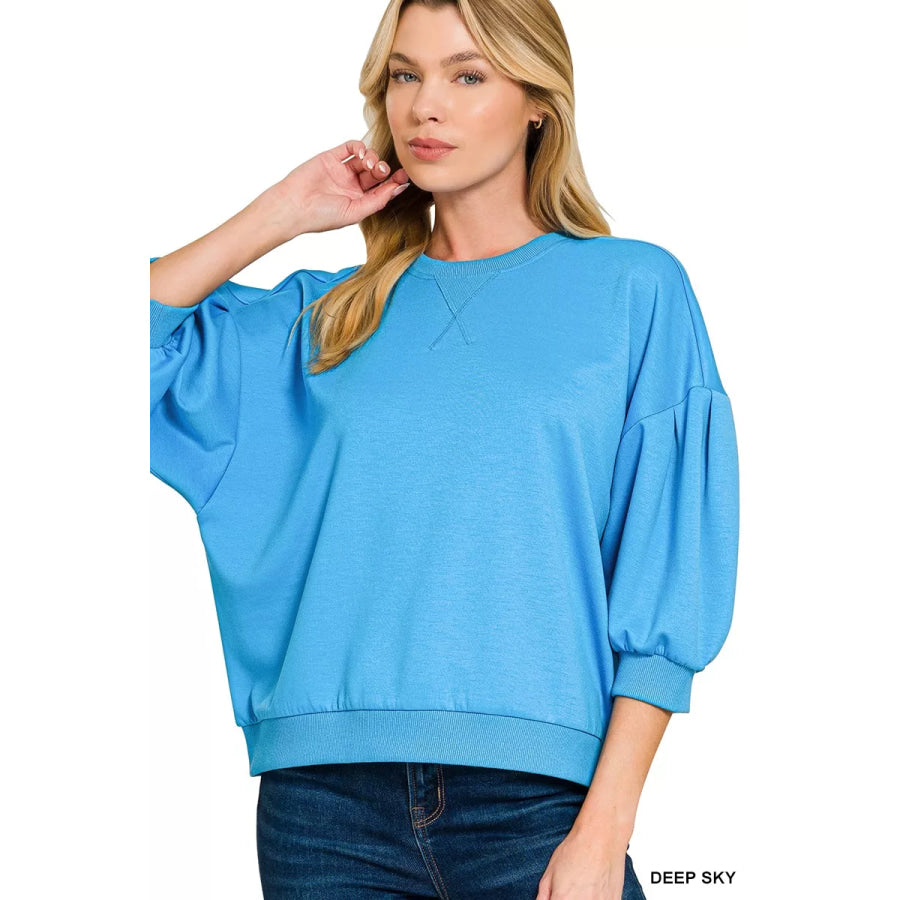 Zenana Scuba Dolman Sleeve Sweatshirt DEEP SKY / S Apparel and Accessories