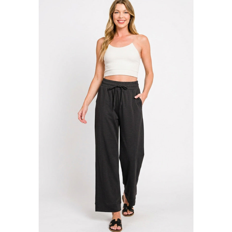 Zenana Scuba Drawstring Pants Apparel and Accessories