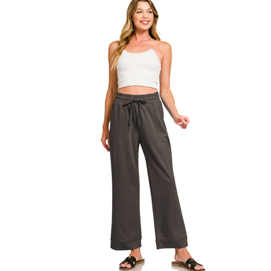 Zenana Scuba Drawstring Pants Apparel and Accessories