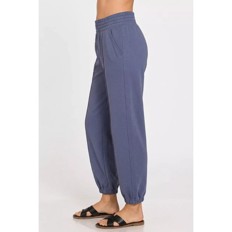 Zenana Scuba Elastic Waist Joggers with pockets BLUEINDIGO / S Apparel and Accessories
