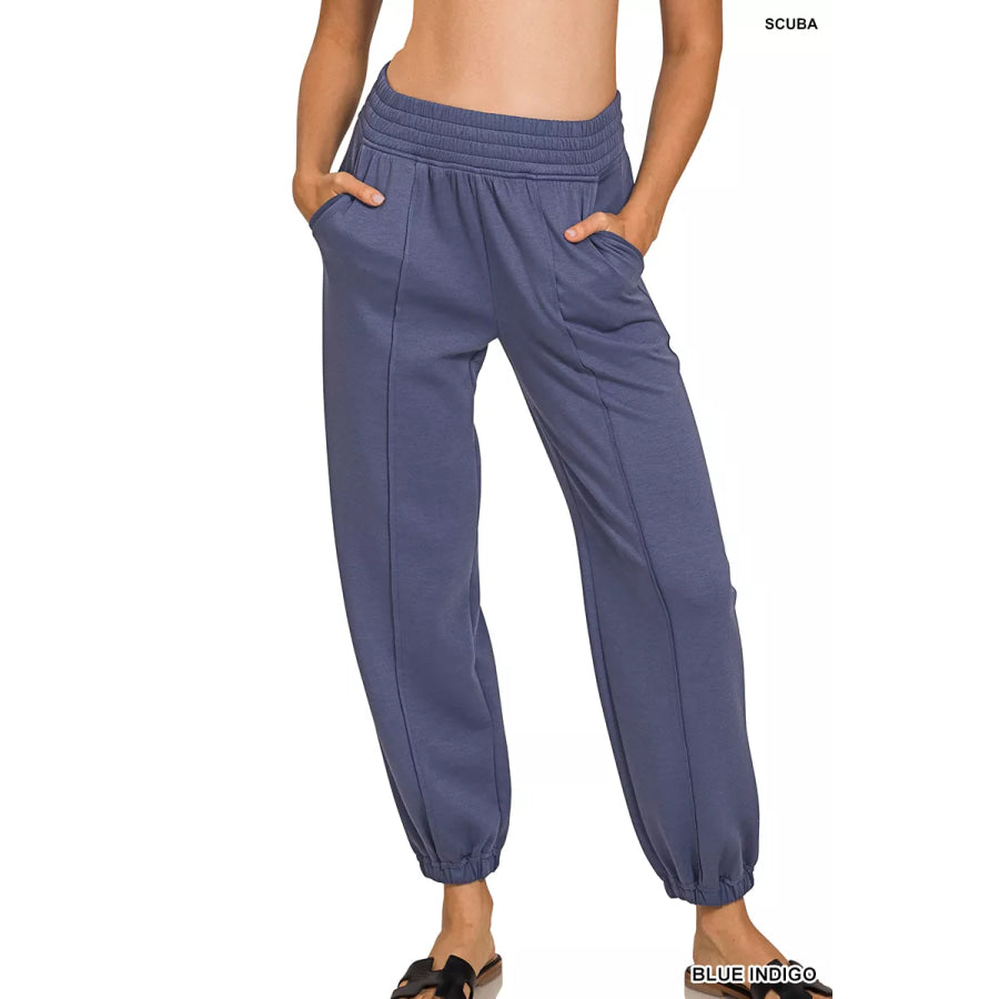 Zenana Scuba Elastic Waist Joggers with pockets BLUEINDIGO / S Apparel and Accessories