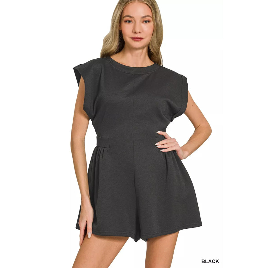 Zenana Scuba Open Back Rompers BLACK / S Apparel and Accessories
