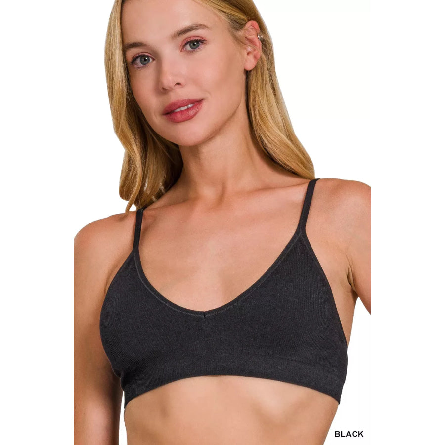 Zenana Seamless Classic Bra with Removable Bra Pads BLACK / S/M Apparel and Accessories