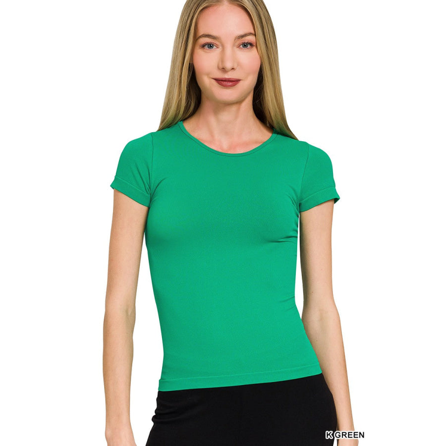Zenana Seamless Crew Neck Tee Apparel and Accessories