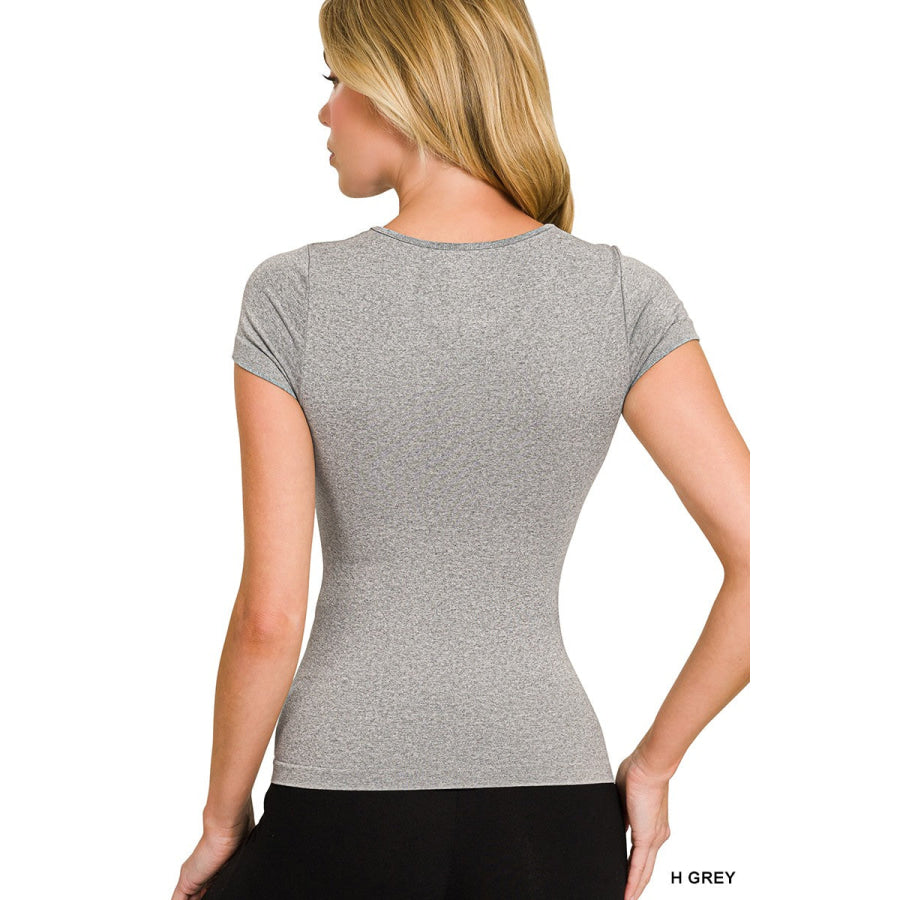 Zenana Seamless Crew Neck Tee Apparel and Accessories