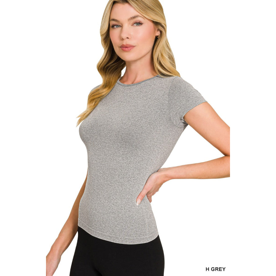 Zenana Seamless Crew Neck Tee H GREY / S/M Apparel and Accessories