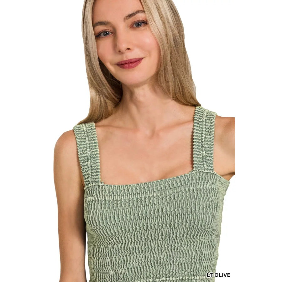 Zenana Seamless Winkle Stone Washed Bra Top Apparel and Accessories