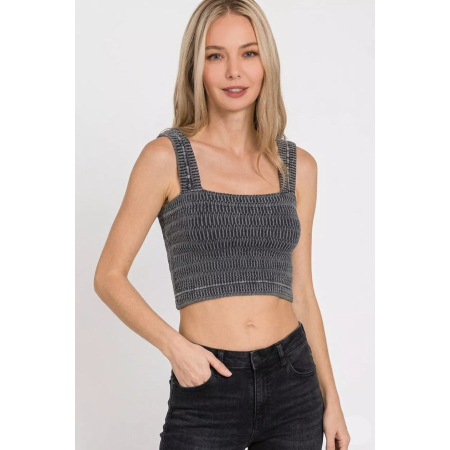 Zenana Seamless Winkle Stone Washed Bra Top Apparel and Accessories