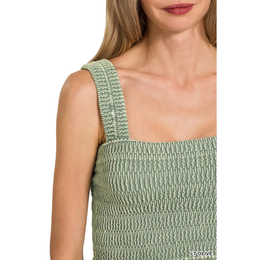 Zenana Seamless Winkle Stone Washed Bra Top Apparel and Accessories
