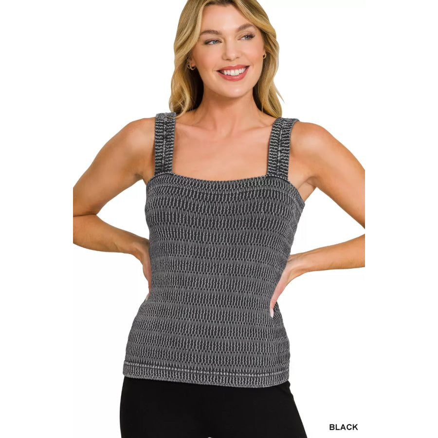Zenana Seamless Winkle Stone Washed Tank Top Apparel and Accessories