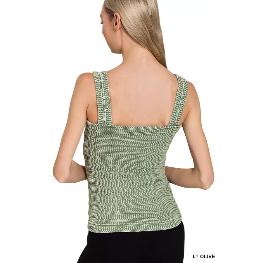 Zenana Seamless Winkle Stone Washed Tank Top Apparel and Accessories