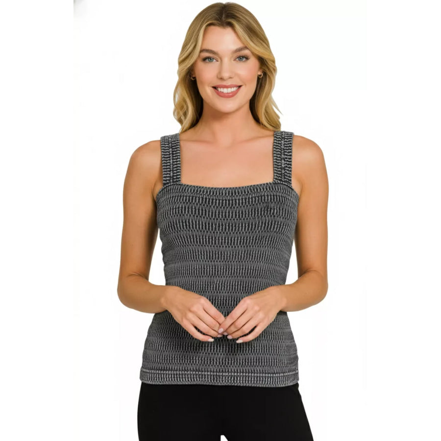 Zenana Seamless Winkle Stone Washed Tank Top Apparel and Accessories