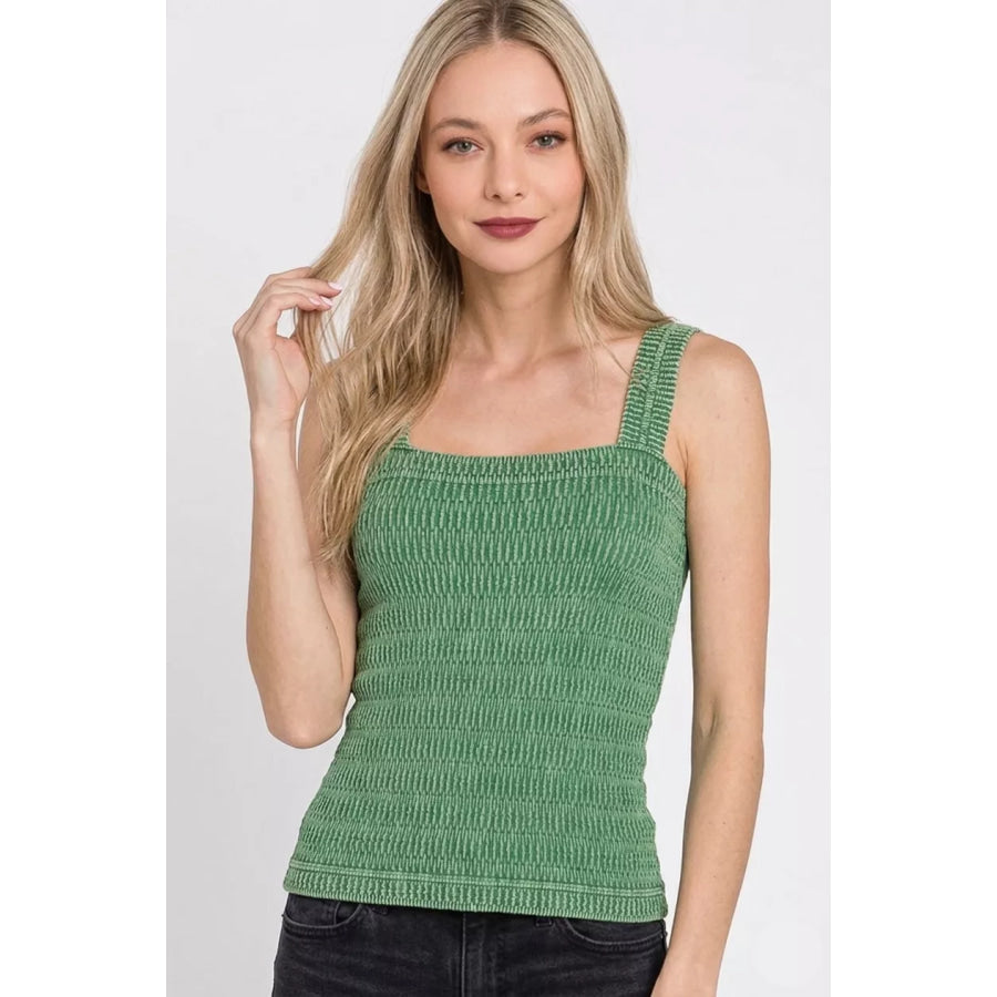 Zenana Seamless Winkle Stone Washed Tank Top Apparel and Accessories