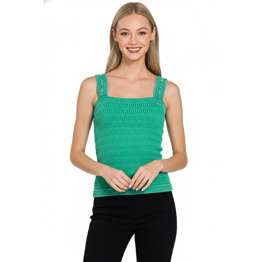 Zenana Seamless Winkle Stone Washed Tank Top Apparel and Accessories