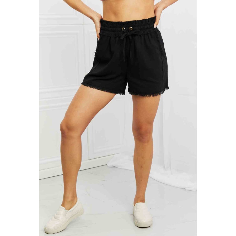 Zenana Seaside Full Size Linen Shorts Black / S Apparel and Accessories
