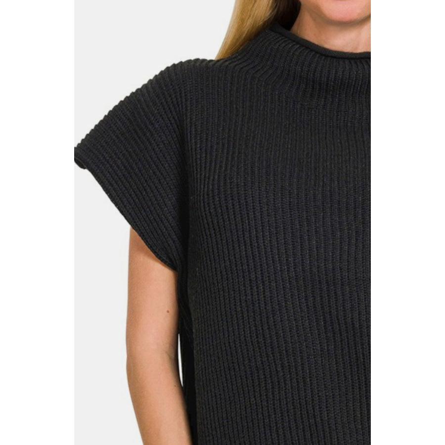 Zenana Short Sleeve Mock Neck Sweater Apparel and Accessories