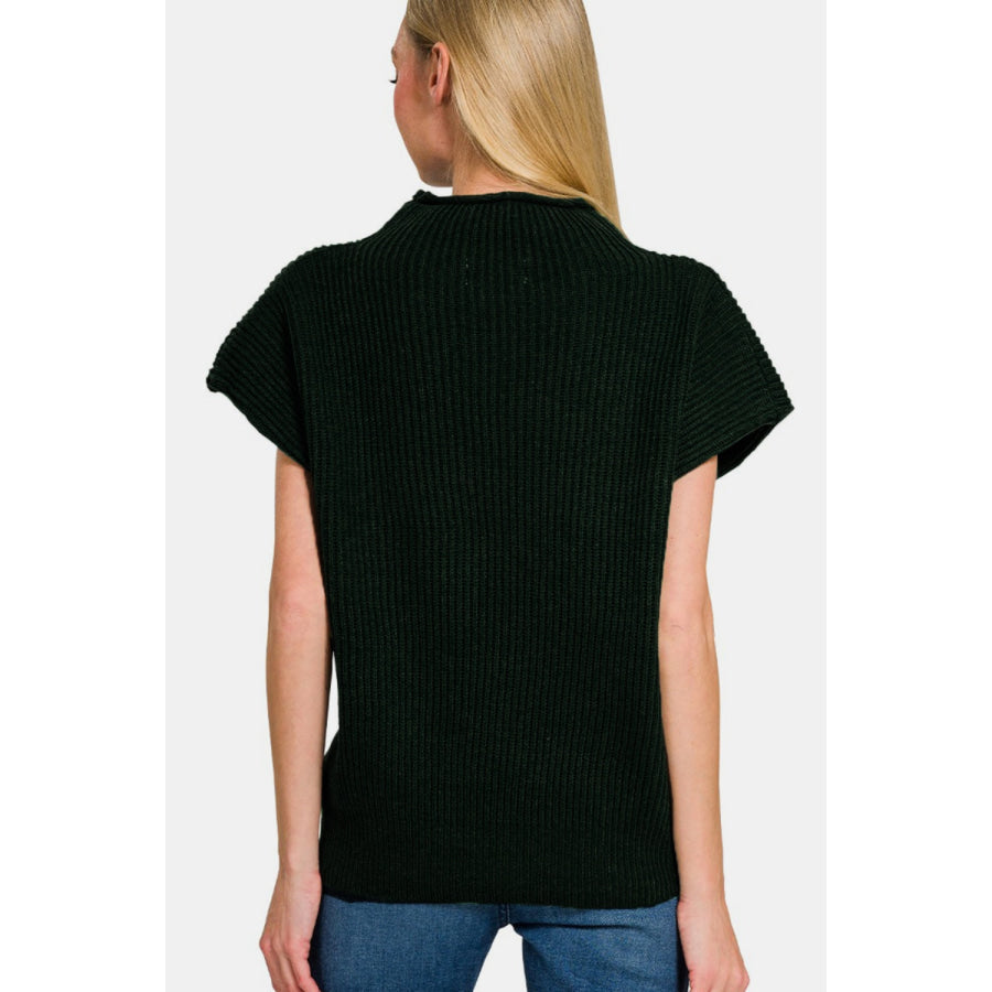 Zenana Short Sleeve Mock Neck Sweater Apparel and Accessories