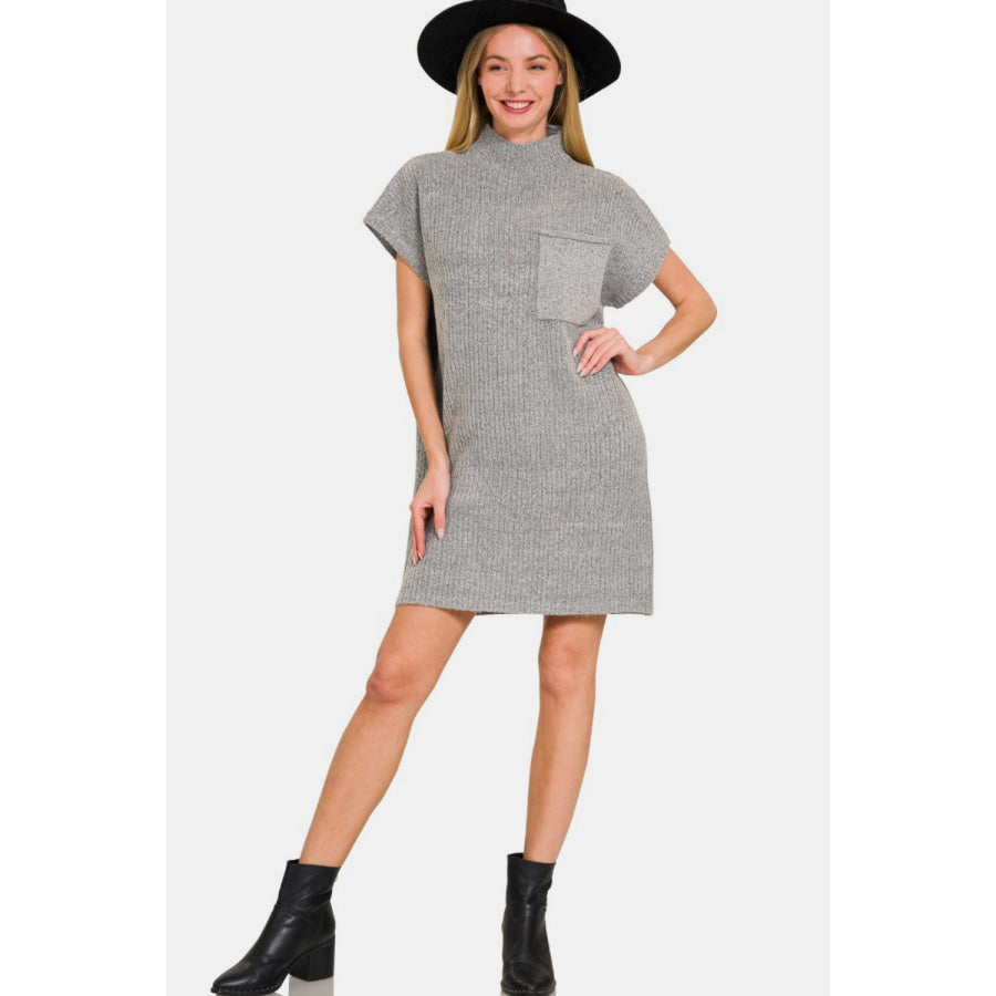 Zenana Short Sleeve Sweater Mini Dress Apparel and Accessories