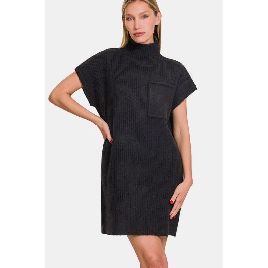 Zenana Short Sleeve Sweater Mini Dress Apparel and Accessories