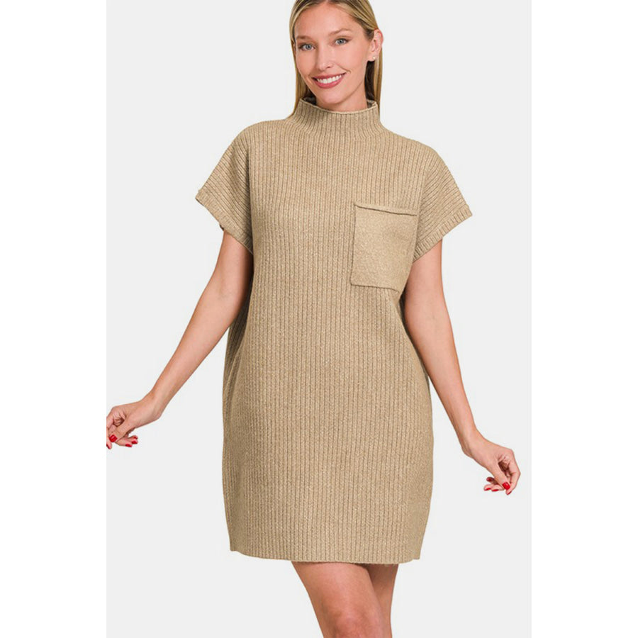 Zenana Short Sleeve Sweater Mini Dress Apparel and Accessories