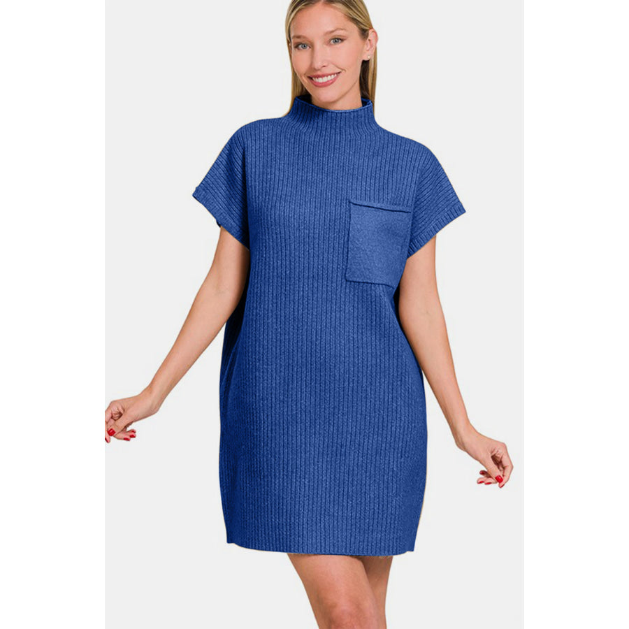 Zenana Short Sleeve Sweater Mini Dress Apparel and Accessories