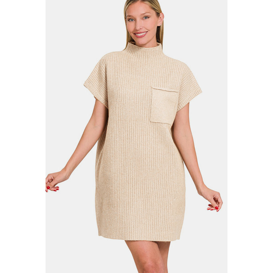 Zenana Short Sleeve Sweater Mini Dress Apparel and Accessories