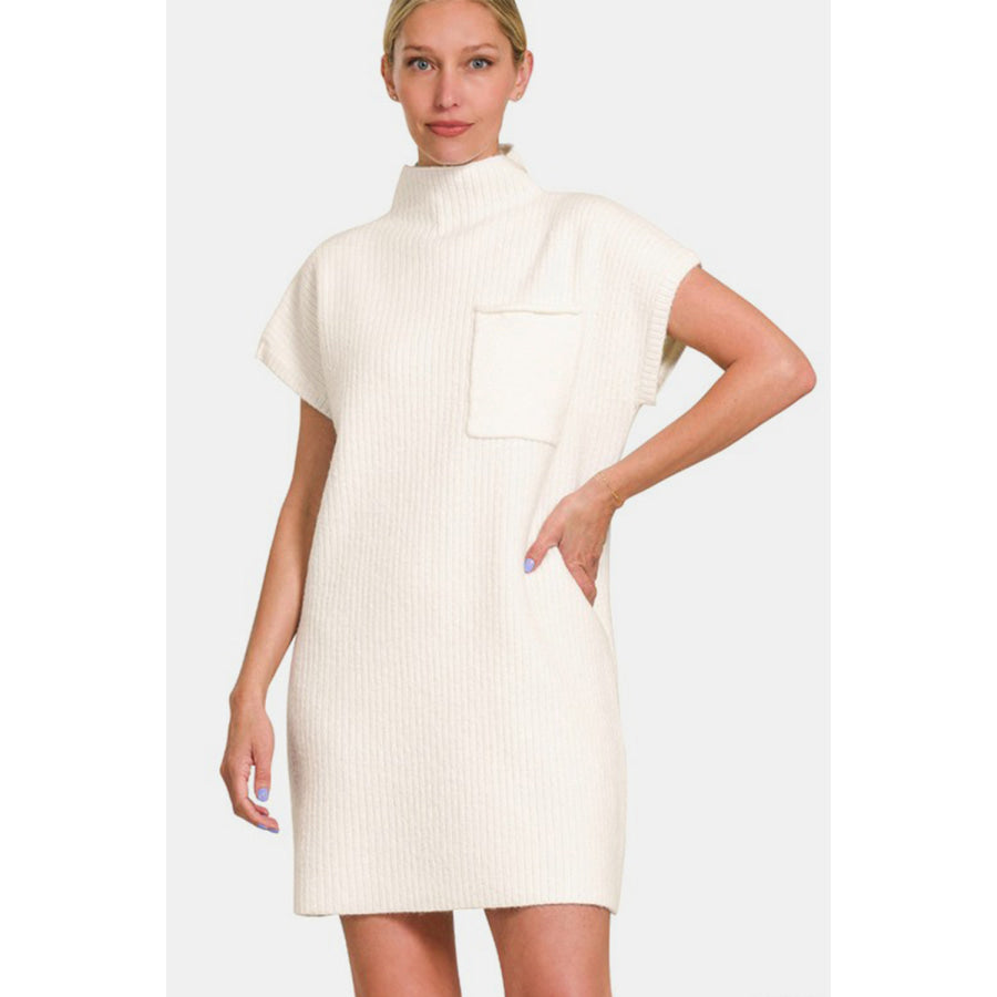 Zenana Short Sleeve Sweater Mini Dress Apparel and Accessories