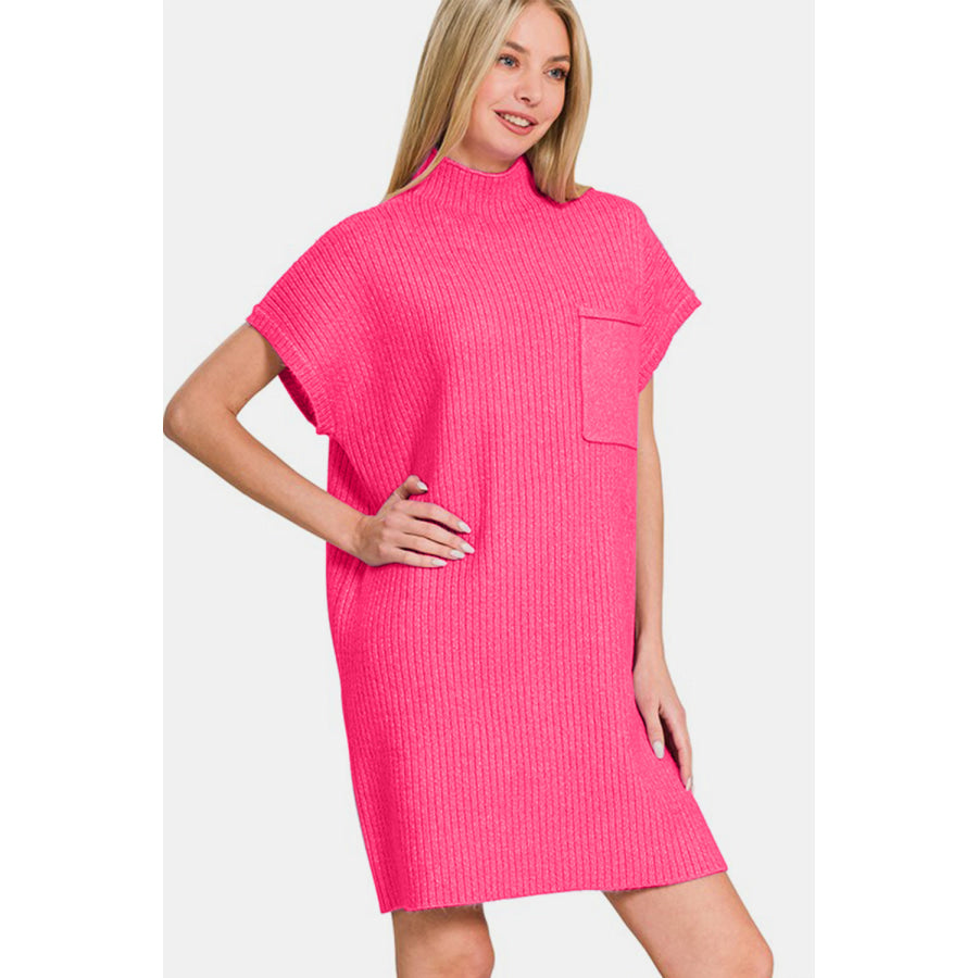 Zenana Short Sleeve Sweater Mini Dress Apparel and Accessories