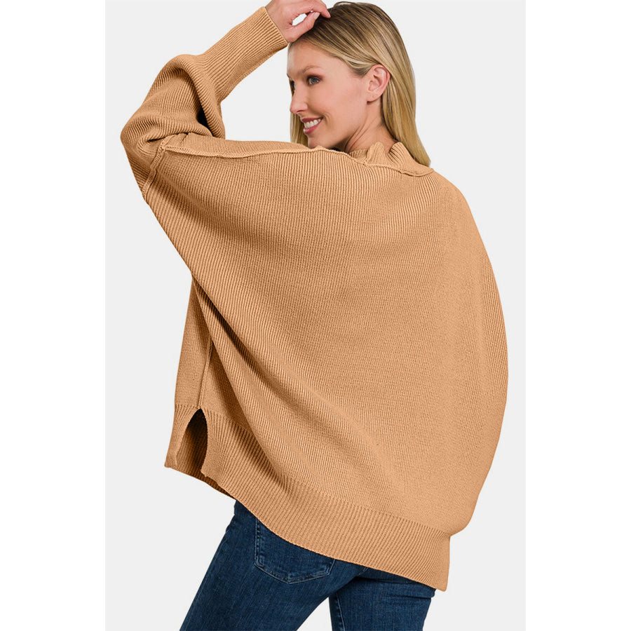 Zenana Side Sit Oversize Sweater Apparel and Accessories