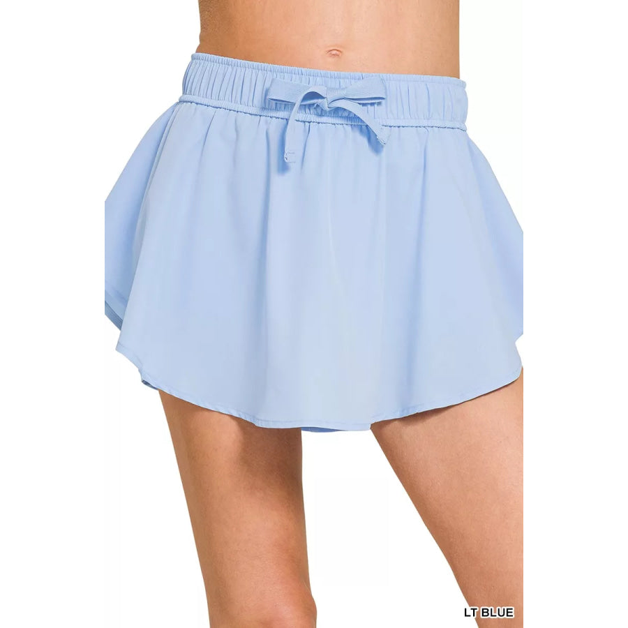 Zenana Soft Woven Active Skorts with Pockets LT BLUE / S Apparel and Accessories