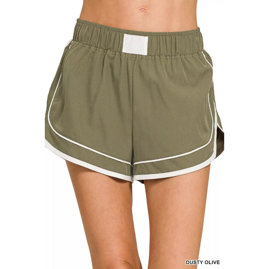 Zenana Soft Woven Lined Dolphin Shorts DUSTY OLIVE / S Apparel and Accessories