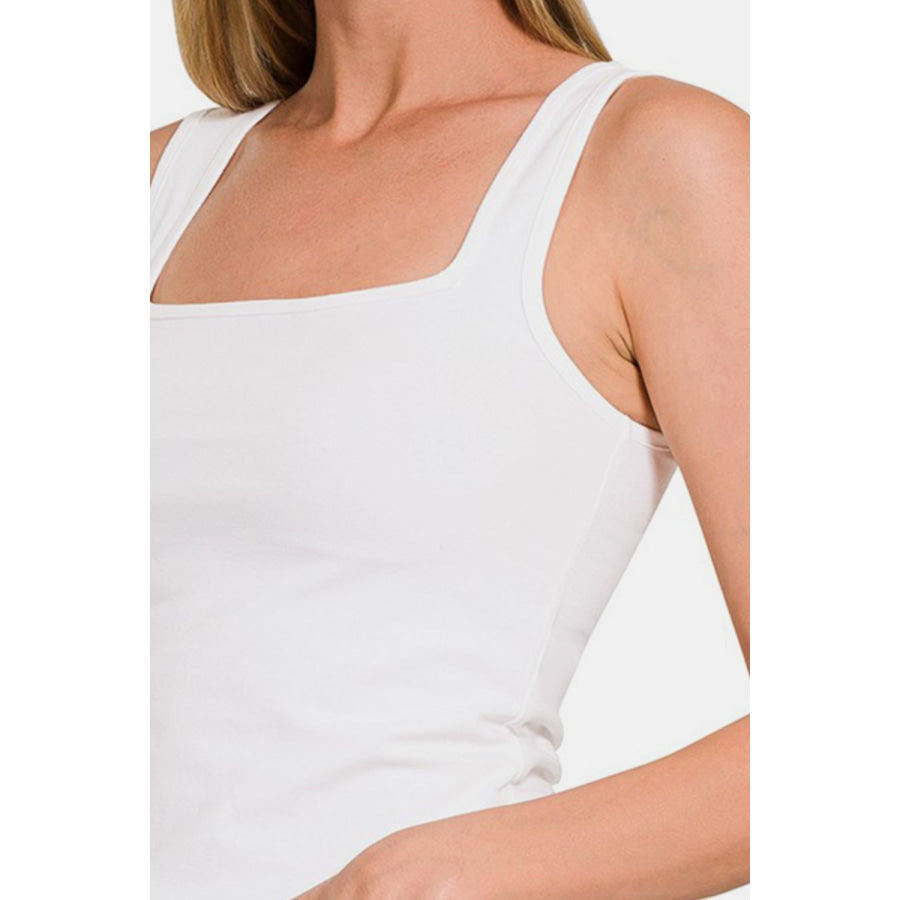 Zenana Square Neck Cropped Tank Apparel and Accessories