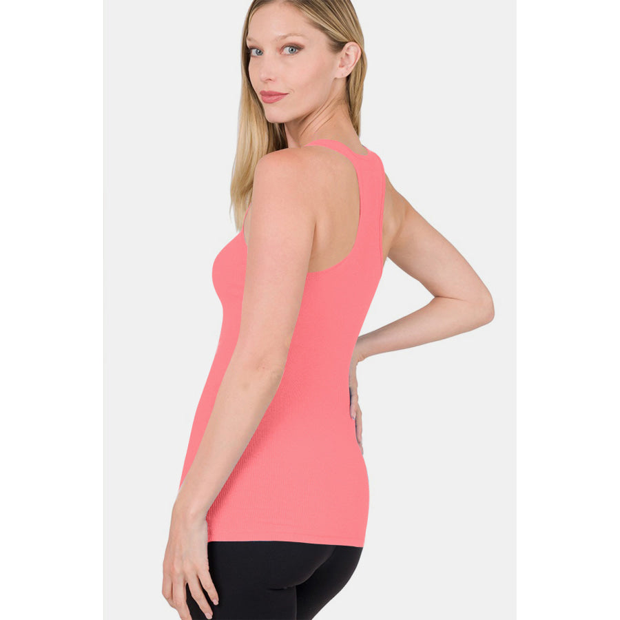Zenana Stretchy Ribbed Knit Racerback Tank Apparel and Accessories