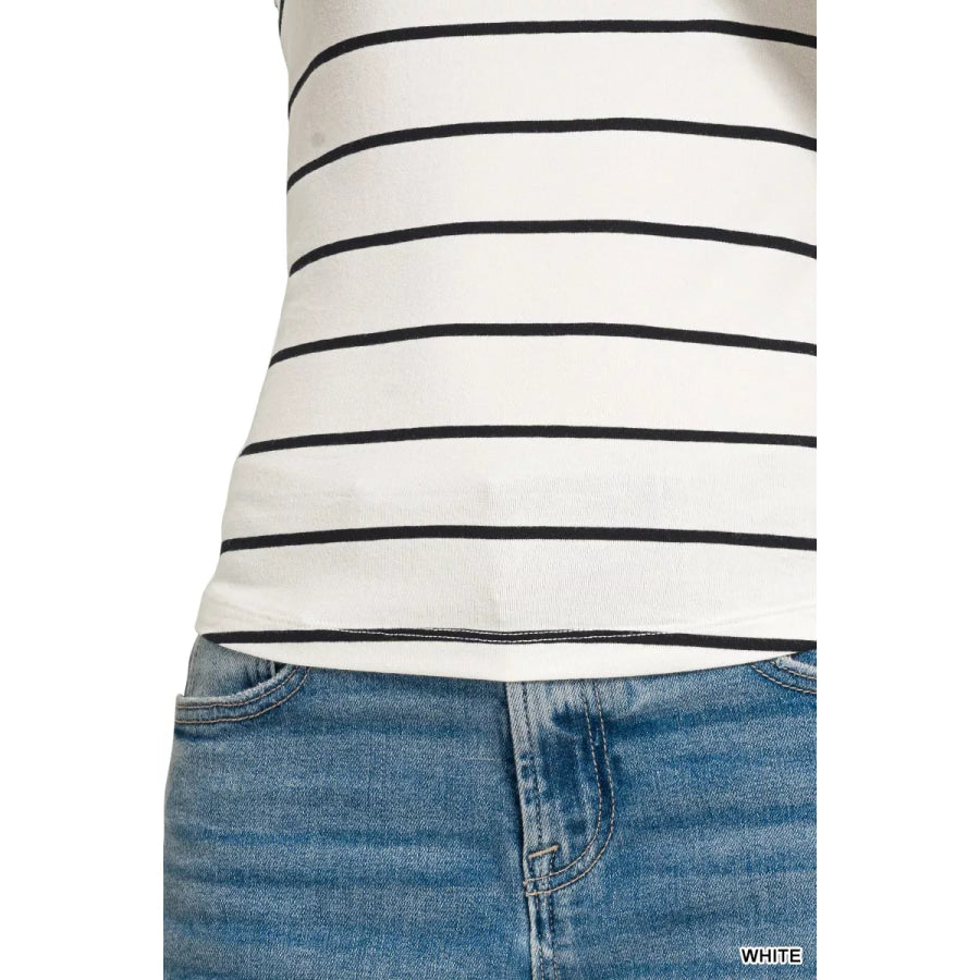 Zenana Striped Round Neck Tank Top Apparel and Accessories