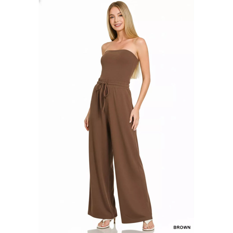 Zenana Tube Top Jumpsuit with Drawstring Waist Apparel and Accessories