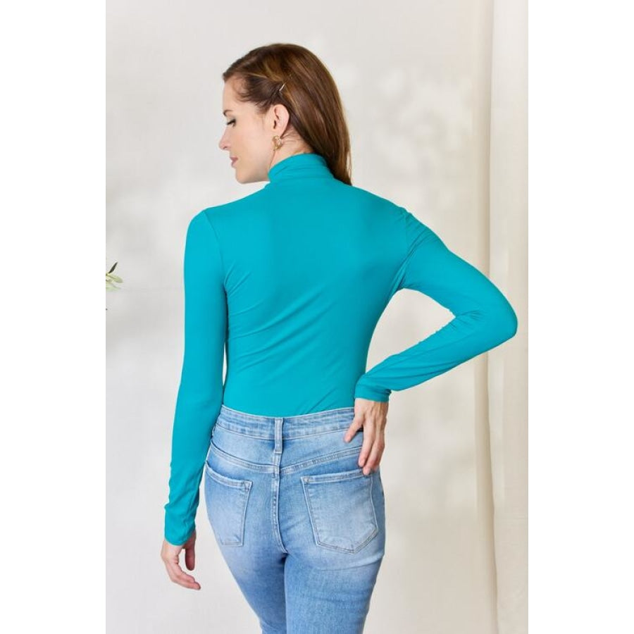 Turquoise Mock Turtle Neck Bodysuit Top – Country Lace Boutique