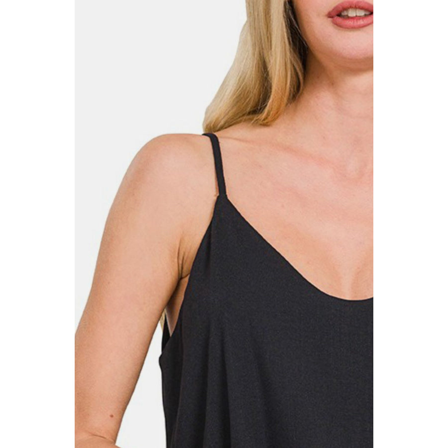 Zenana Two Layered Spaghetti Strap Cami Apparel and Accessories