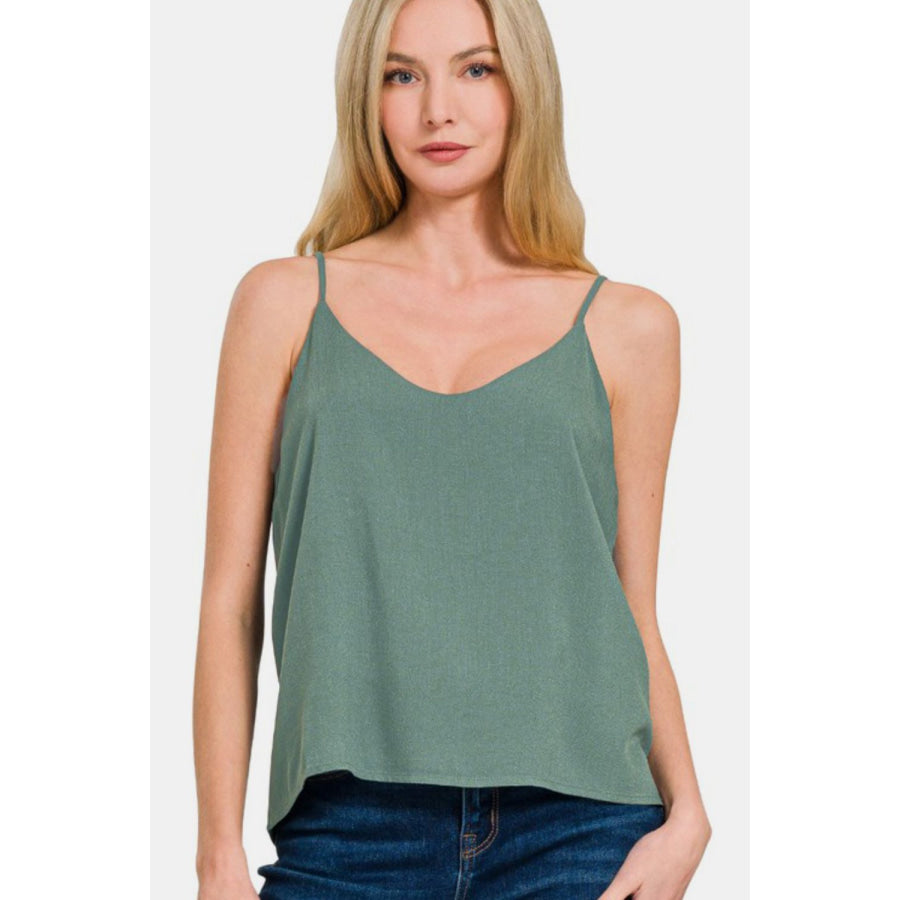 Zenana Two Layered Spaghetti Strap Cami Apparel and Accessories